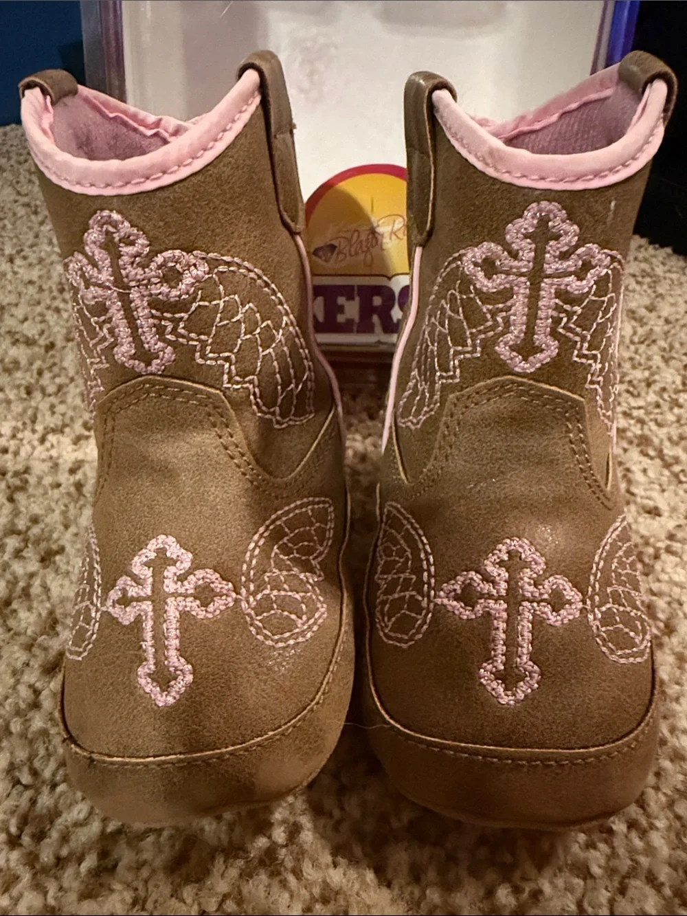 Blazin Roxx Brown and Pink Baby Buckers Cowboy Boots